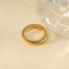 Bague ajustable Dorée Double Anneaux Simple Et Strass - 2