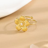 Bague Dorée Fleur Perle Ajustable