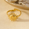 Bague Dorée Ajustable Visage Soleil - 1