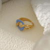 Bague Dorée Maillon Entrelacé Émaillé Bleu - 2
