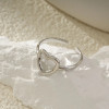 Bague Argentée Ajustable Fin Anneau Avec Cœur Creux Poli - 2