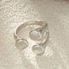 Bague Argentée Ouverte Avec Trio De Gouttes Lisses En Relief - 1