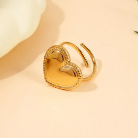 Bague Dorée Ajustable Cœur Royal - 1
