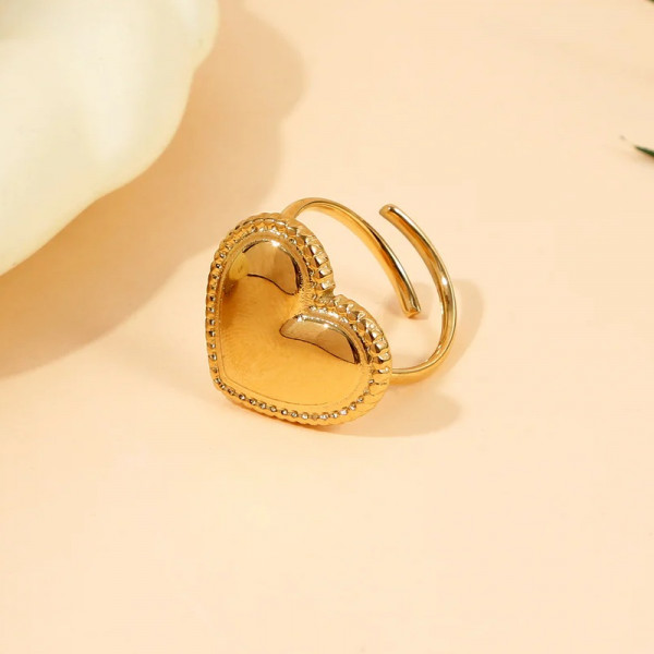 Bague Dorée Ajustable Cœur Royal - 1