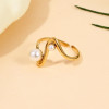 Bague Dorée Ajustable Vague Perlée