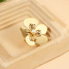 Bague Dorée Ajustable Fleur avec Perle Baroque