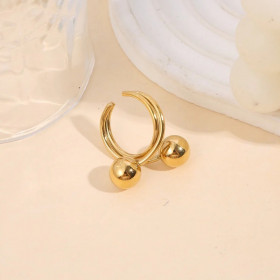Bague Dorée Ouverte Boules Sphères Modernes - 1