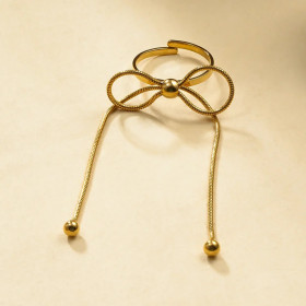 Bague dorée nœud long - 1