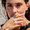 Bague ajustable argentée martelée soleil spiral - 3