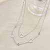 Collier Argenté Double Chaînes Enfilées de Triple Anneux Et Strass
