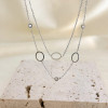 Collier Argenté Double Chaînes Enfilées de Triple Anneux Et Strass - 2