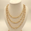 Collier triple chaînes dorées striées - 2