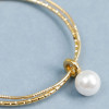 Bracelet Jonc Rigide Gravé Doré Avec Pendentif Perle Blanche - 2