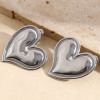 Boucles d'oreilles argentées cœur bombé effet miroir - 1