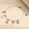 Bracelet argenté chaîne fine pendentifs cœurs lisse et blanche