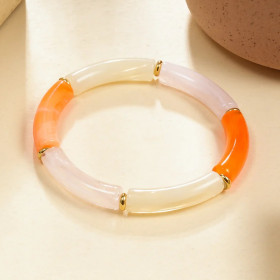 Bracelet élastique résine triple couleur orange - 1