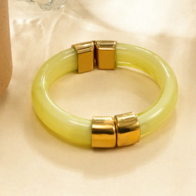Bracelet manchette aimanté résine jaune ouvrable - 1