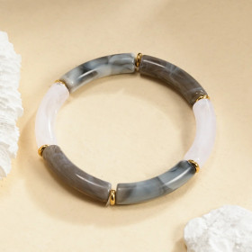 Bracelet Élastique Résine Couleur Gris Marbré - 2