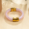 Bracelet manchette aimanté résine rose ouvrable - 2