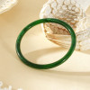 Bracelet jonc fin vert marbré rond résine