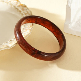 Bracelet jonc semi-fin ambré rond résine - 1