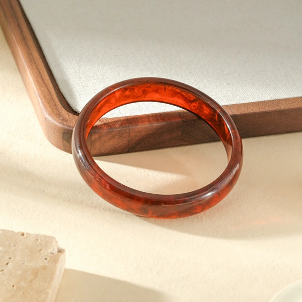 Bracelet jonc semi-fin ambré rond résine - 2