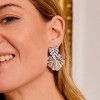 Boucles d'Oreilles Argentées Double Feuilles Ondulées Brillantes - 2