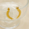 Boucles d'Oreilles Dorées Feuilles Lauriers Texturées Brillantes