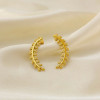Boucles d'Oreilles Dorées Feuilles Lauriers Texturées Brillantes - 2