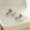 Boucles d'Oreilles à Clips Argentées Avec Motif Fleur Strass - 2