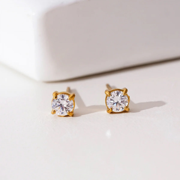 Boucles d'oreilles simples dorées à strass - 2