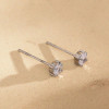 Boucles d'oreilles simples argentées à strass - 2