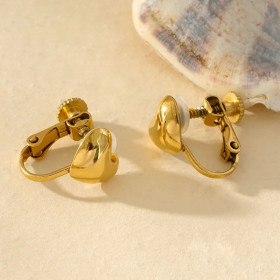 Boucles d'Oreilles à Clip Cœur Éclat Doré Raffiné - 1