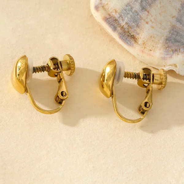 Boucles d'Oreilles à Clip Cœur Éclat Doré Raffiné - 2
