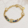 Bracelet doré multi chaîne modulables pierres multicolores