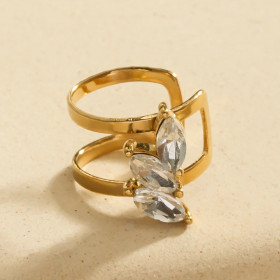 Bague d’oreille ear cuff dorée feuillage - 1