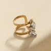 Bague d’oreille ear cuff dorée feuillage - 2