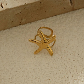 Bague d'Oreille Doré Étoile De Mer Martelée - 1