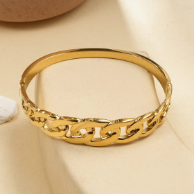 Bracelet Jonc Doré Maille Gourmette - 1