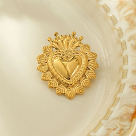 Broche dorée cœur ex-voto - 1
