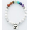 Bracelet 7 Chakras Howlite Perles rondes 8 mm Breloque Om
