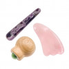 Coffret massage corps en Quartz rose, Améthyste et Aventurine verte Omsaé
