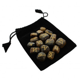 Runes divinatoires en œil de tigre - 25 pièces - 1