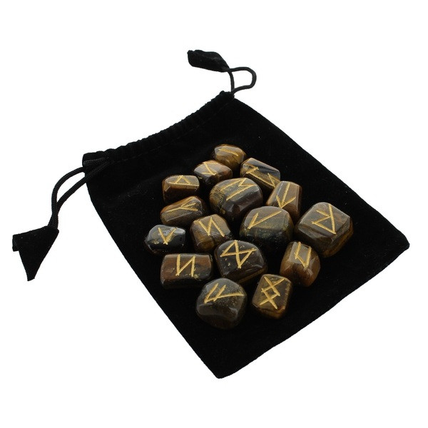 Runes divinatoires en œil de tigre - 25 pièces - 1