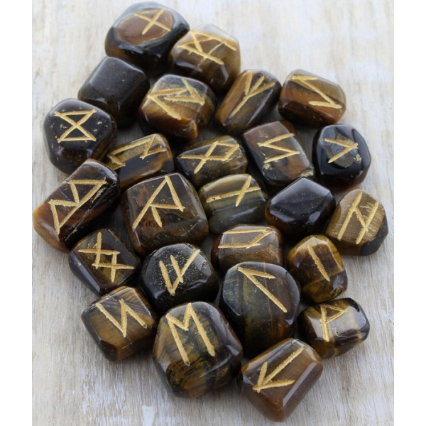 Runes divinatoires en œil de tigre - 25 pièces - 2