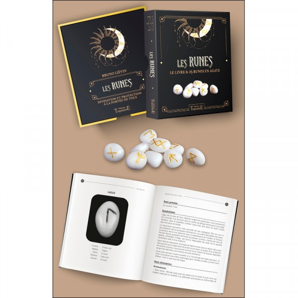 Les Runes - Le livre & 25 runes en agate - Coffret - 2