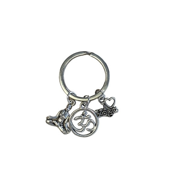 Porte-clés métal argenté Yoga - 1