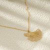 Collier Chaîne Fine Dorée Avec Double Feuille De Ginkgo - 2