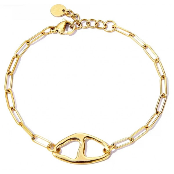 Bracelet doré pendentif ovale séparé martelé - 2
