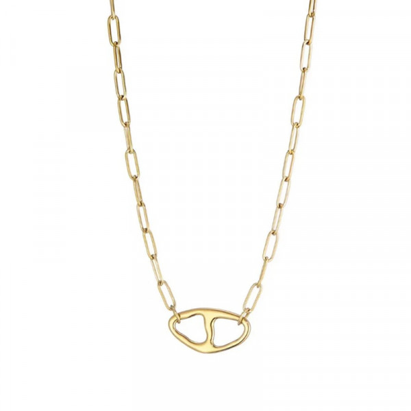 Collier doré pendentif ovale séparé martelé - 2